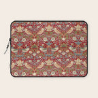 William Morris Vintage Strawberry Thief Red Pattern Laptop Sleeve Gallery Image 1