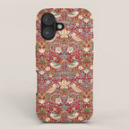 William Morris Vintage Strawberry Thief Red Pattern iPhone Case Gallery Image 1