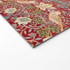 William Morris Vintage Strawberry Thief Red Pattern Welcome Mat Gallery Image 2