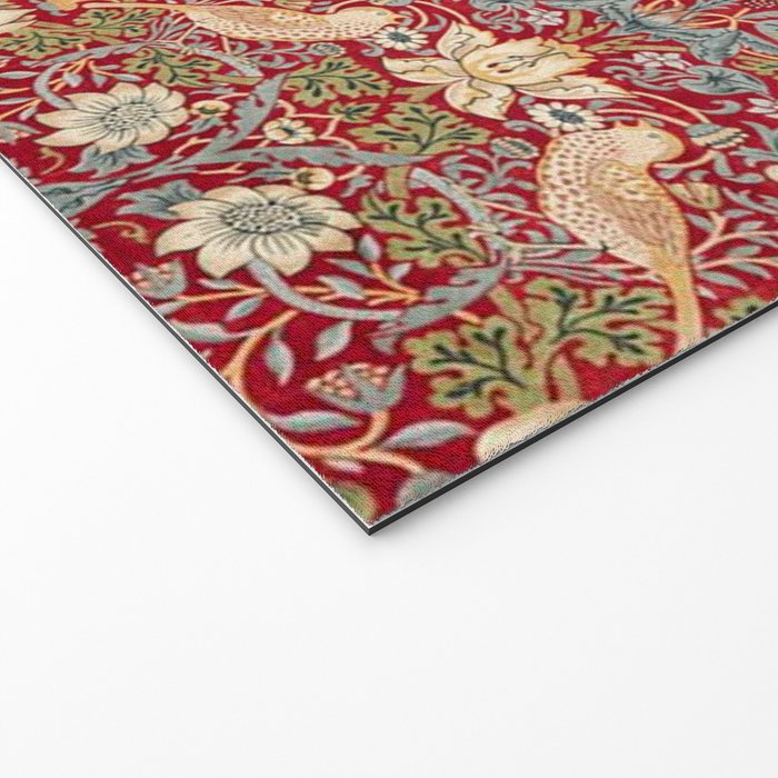 William Morris Vintage Strawberry Thief Red Pattern Welcome Mat Gallery Image 2