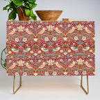 William Morris Vintage Strawberry Thief Red Pattern Credenza Gallery Image 1