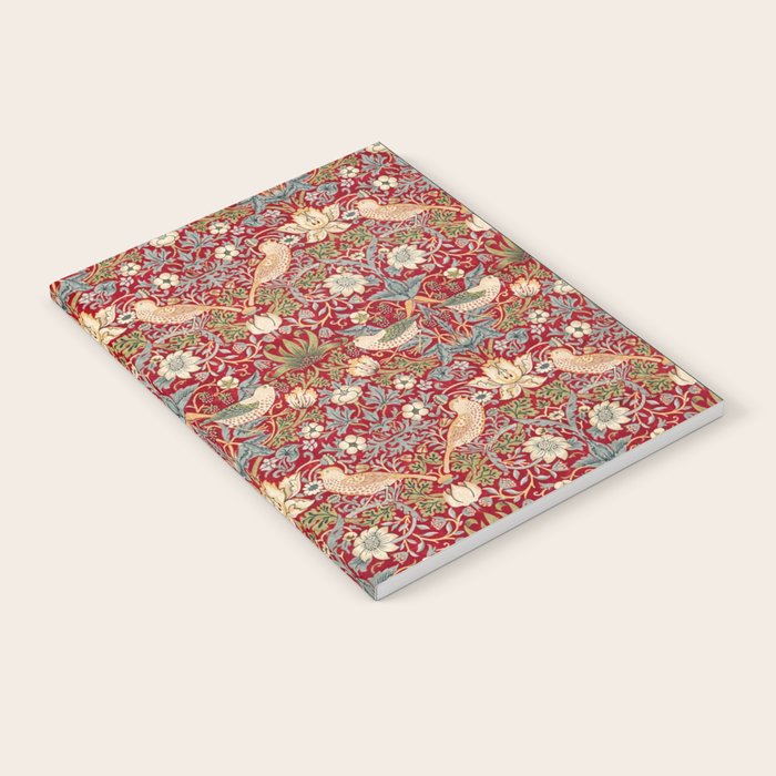 William Morris Vintage Strawberry Thief Red Pattern Notebook Gallery Image 2