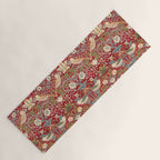 William Morris Vintage Strawberry Thief Red Pattern Yoga Mat Gallery Image 1