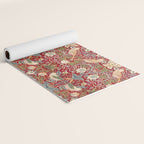 William Morris Vintage Strawberry Thief Red Pattern Yoga Mat Gallery Image 2
