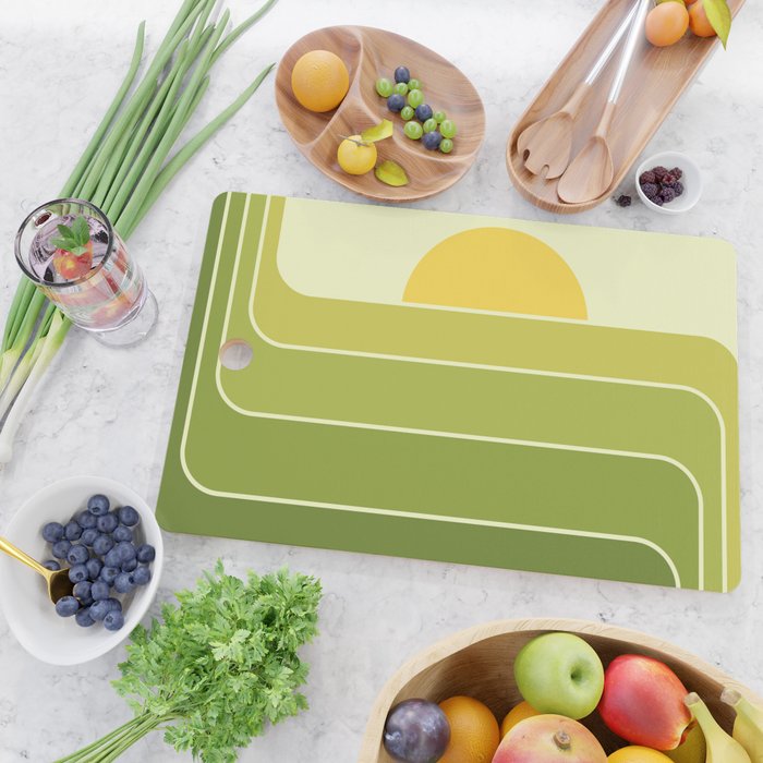 Retro Geometric Sun Set Design 432 Cutting Board Gallery Image 2