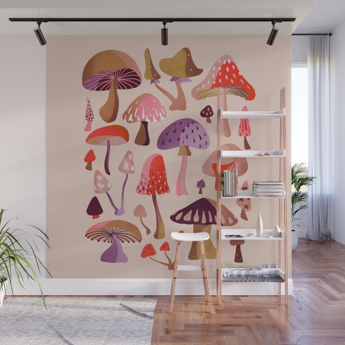 Mushroom Collection â Pink Wall Mural Gallery Image 1