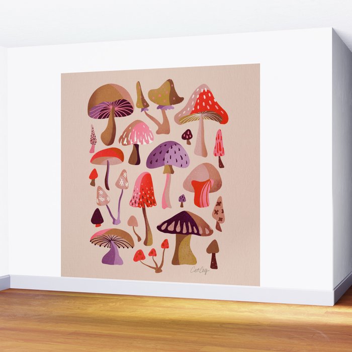 Mushroom Collection â Pink Wall Mural Gallery Image 2