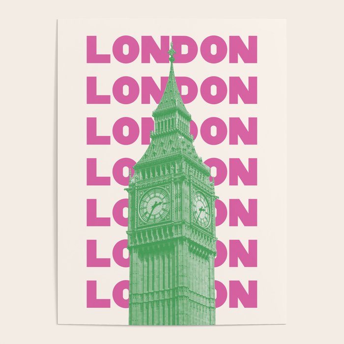 London Big Ben Pink Poster Gallery Image 1