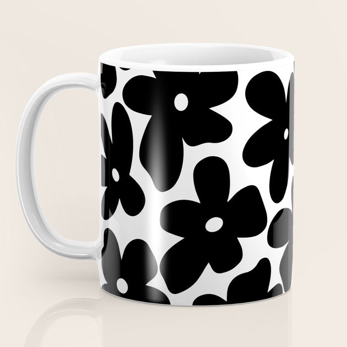 Black & White Flower - 70's Daisies Coffee Mug Gallery Image 3