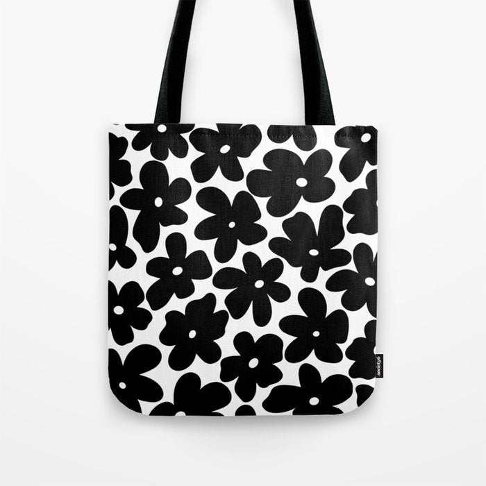Black & White Flower - 70's Daisies Tote Bag Gallery Image 1