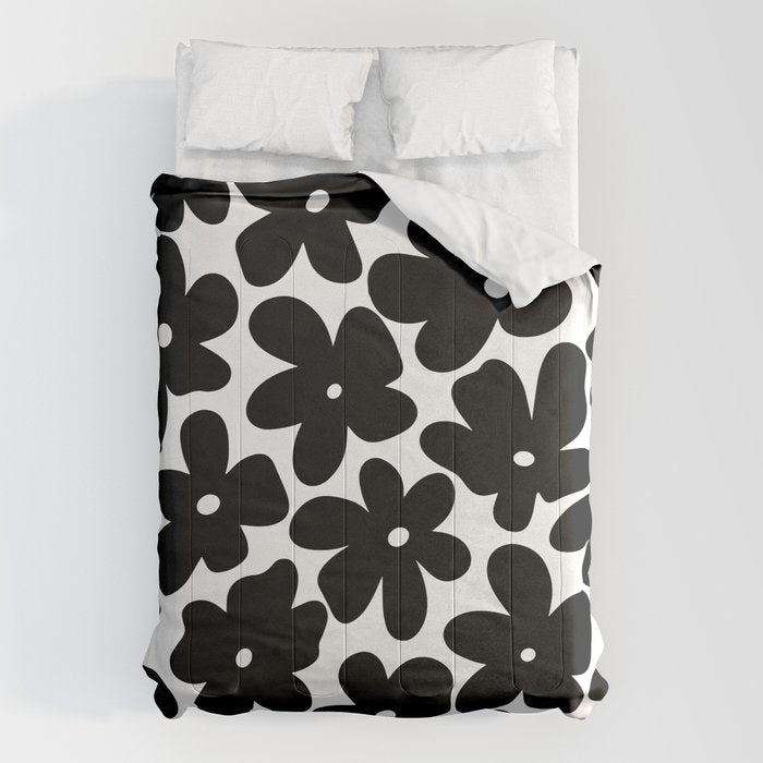 Black & White Flower - 70's Daisies Comforter Gallery Image 1