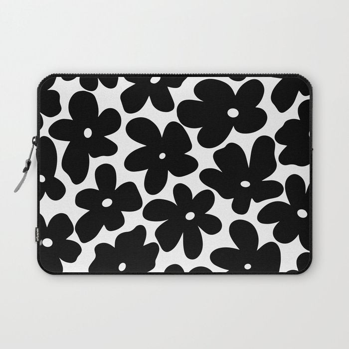 Black & White Flower - 70's Daisies Laptop Sleeve