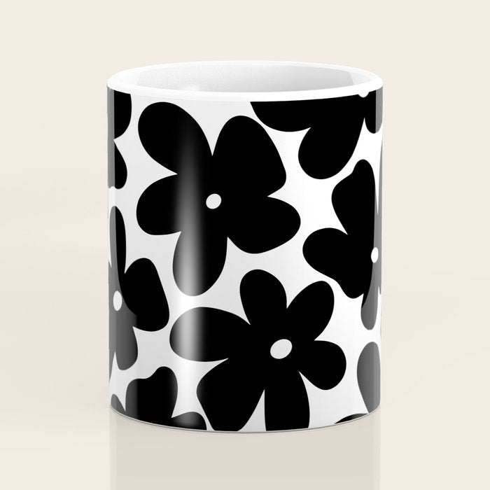 Black & White Flower - 70's Daisies Coffee Mug Gallery Image 4