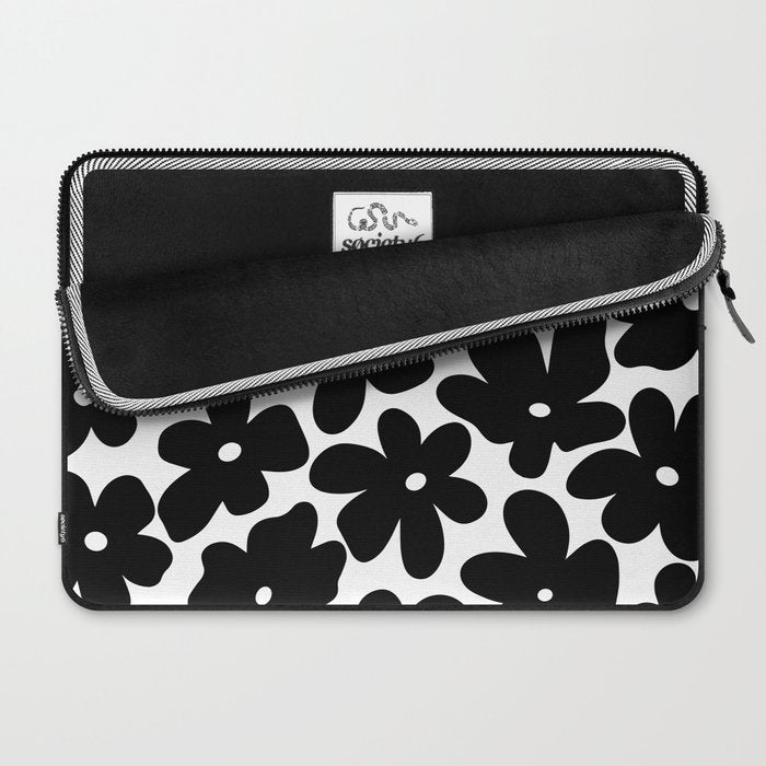 Black & White Flower - 70's Daisies Laptop Sleeve Gallery Image 2