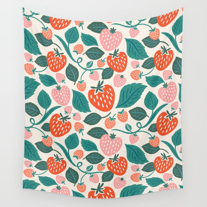 Strawberry Fields - Teal Wall Tapestry Gallery Image 4