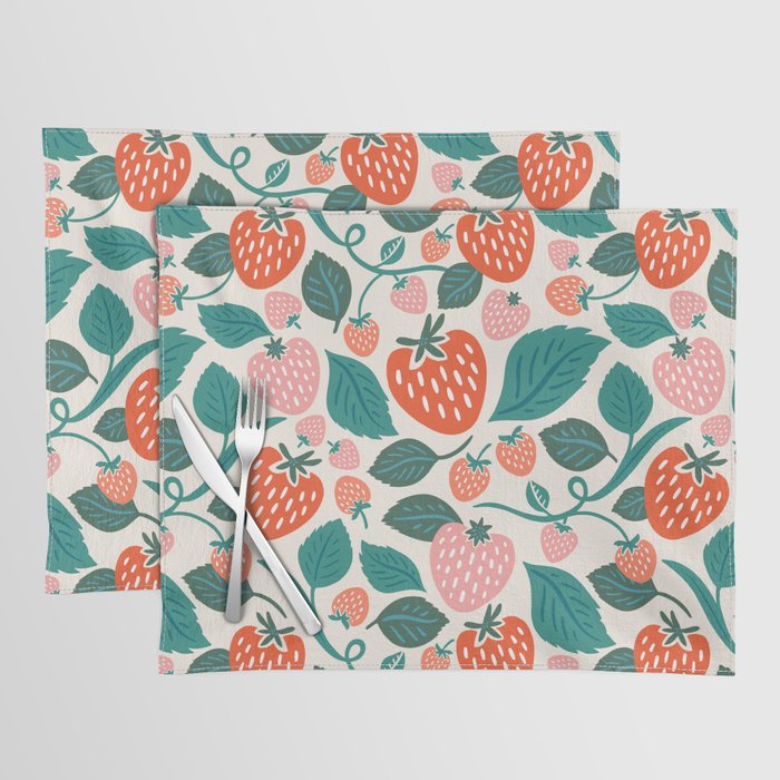 Strawberry Fields - Teal Placemat Gallery Image 1
