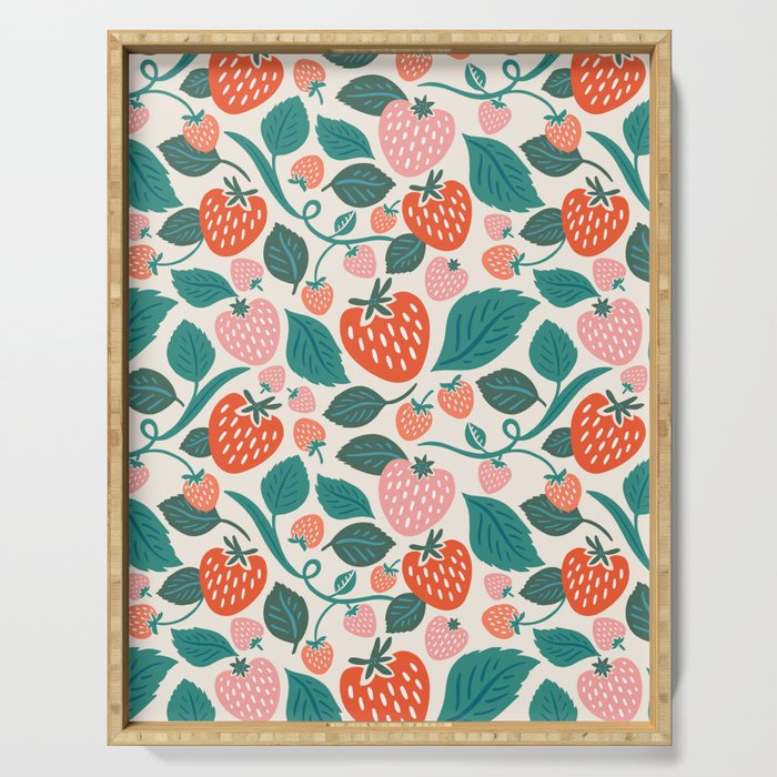 Strawberry Fields - Teal Serving Tray Gallery Image 1