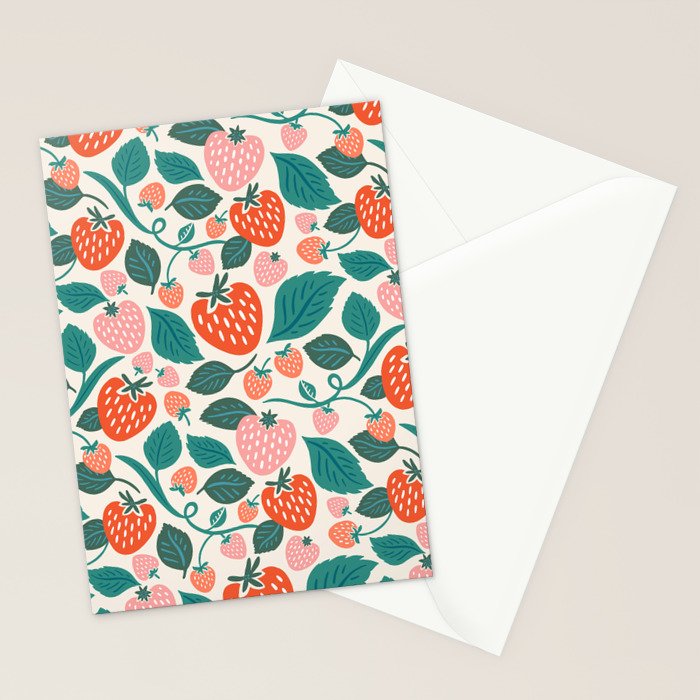 Strawberry Fields - Teal Stationery Card Gallery Image 2