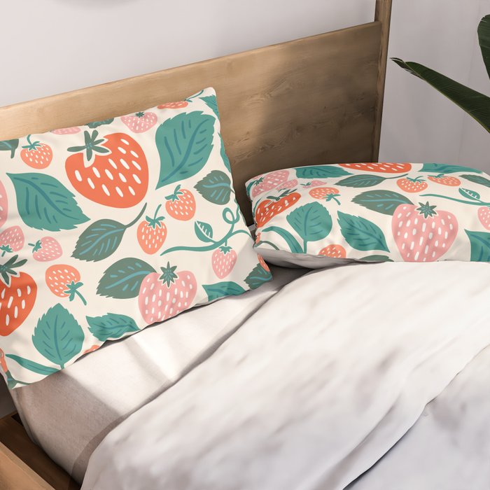 Strawberry Fields - Teal Pillow Sham Gallery Image 2