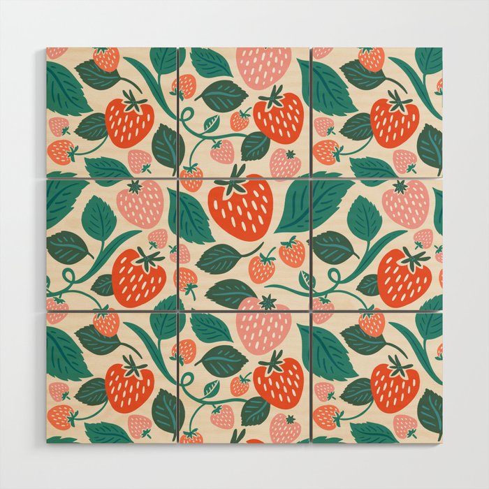 Strawberry Fields - Teal Wood Wall Art Gallery Image 1