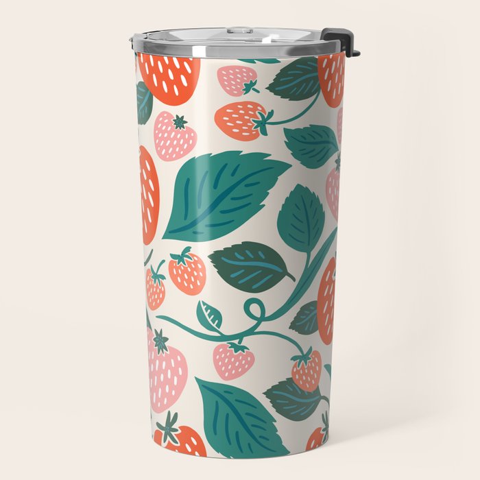 Strawberry Fields - Teal Travel Mug Gallery Image 2
