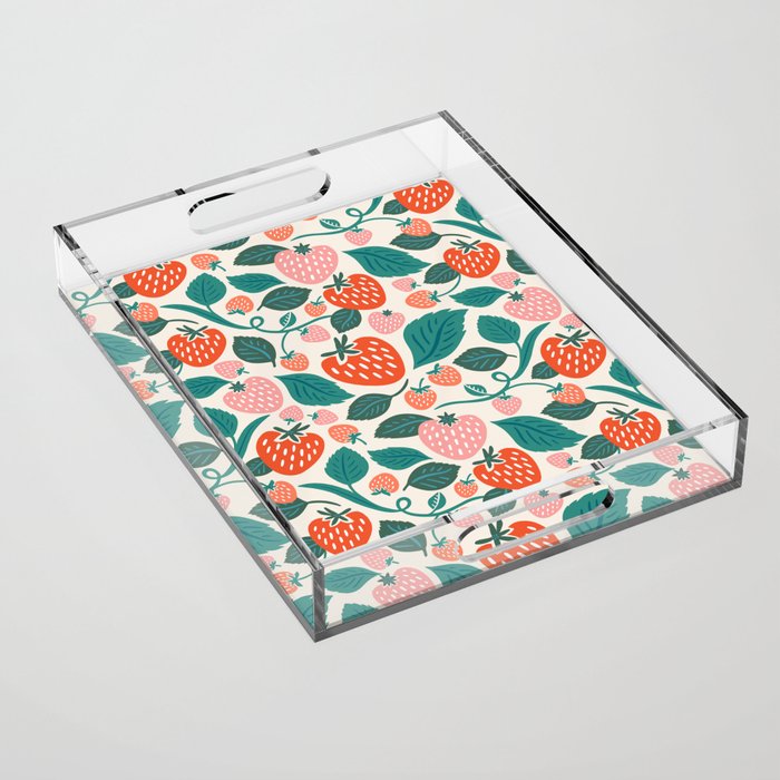 Strawberry Fields - Teal Acrylic Tray Gallery Image 1