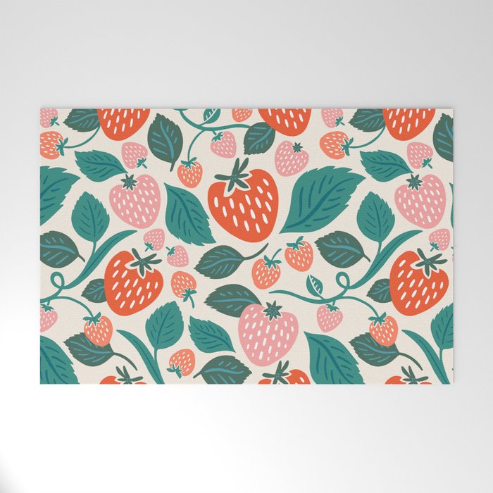Strawberry Fields - Teal Welcome Mat Gallery Image 1