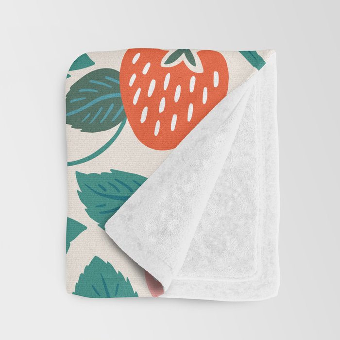 Strawberry Fields - Teal Throw Blanket Gallery Image 3