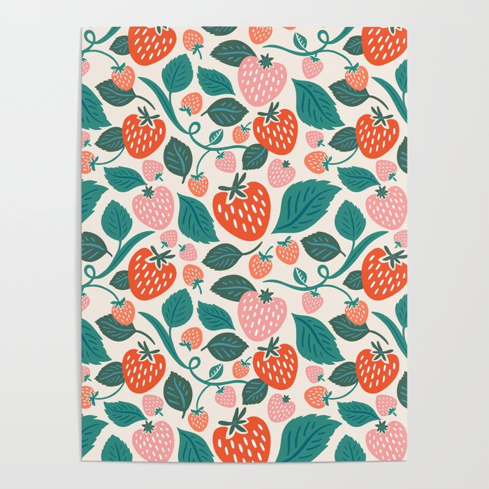 Strawberry Fields - Teal Poster Gallery Image 4