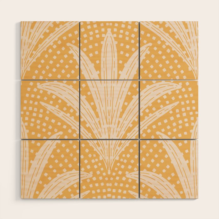 Boho Rustic Palm Radiance Butter Yellow Wood Wall Art Gallery Image 1