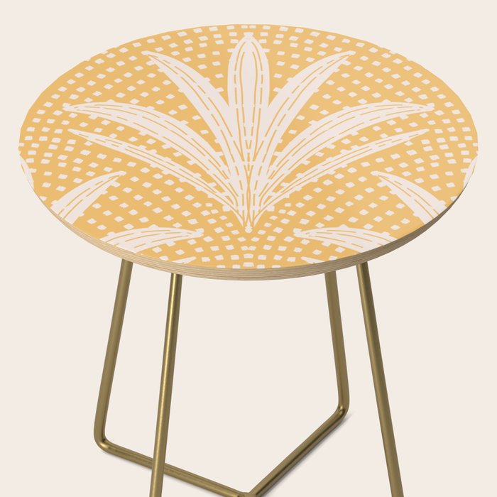Boho Rustic Palm Radiance Butter Yellow Side Table Gallery Image 2