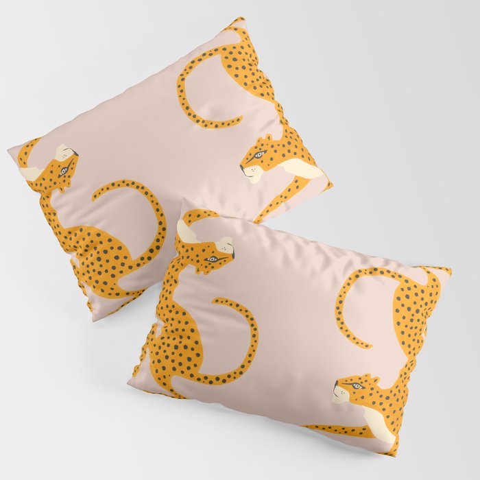 Leopard Race - pink Pillow Sham Gallery Image 1