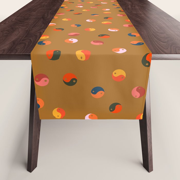 Yin and Yang Pattern -  golden yellow Table Runner Gallery Image 1