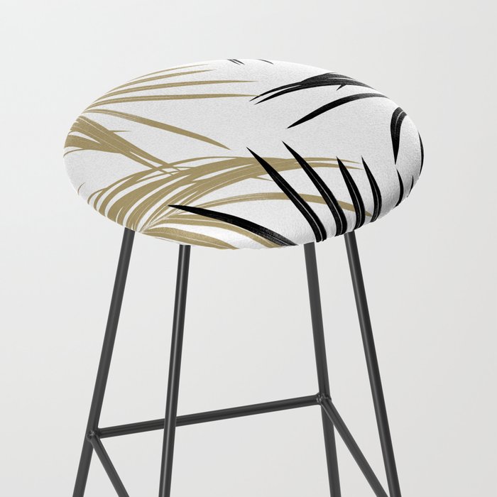 Gold Black Palm Leaves Dream #1 #tropical #decor #art #society6 Stool Gallery Image 2