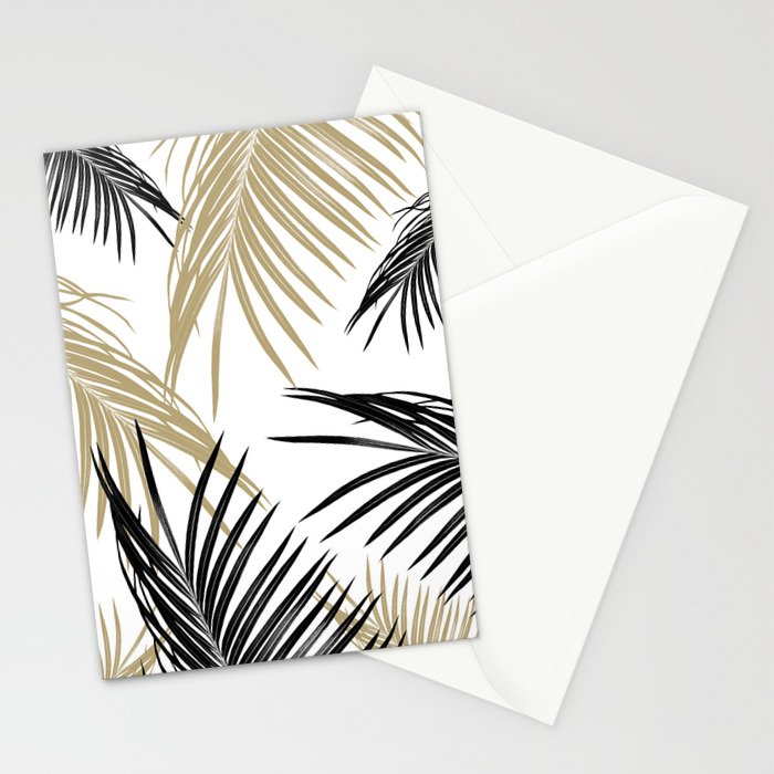 Gold Black Palm Leaves Dream #1 #tropical #decor #art #society6 Stationery Card Gallery Image 2
