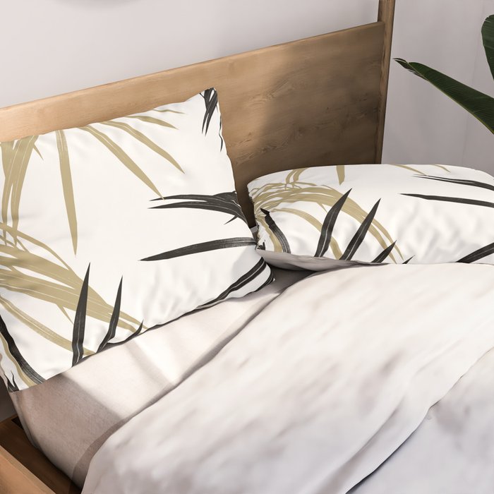 Gold Black Palm Leaves Dream #1 #tropical #decor #art #society6 Pillow Sham Gallery Image 2