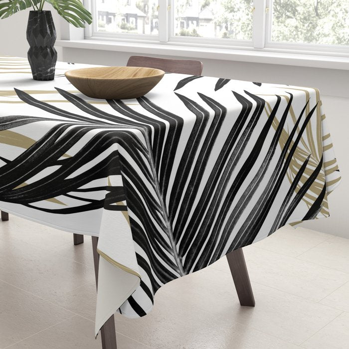Gold Black Palm Leaves Dream #1 #tropical #decor #art #society6 Tablecloth Gallery Image 3