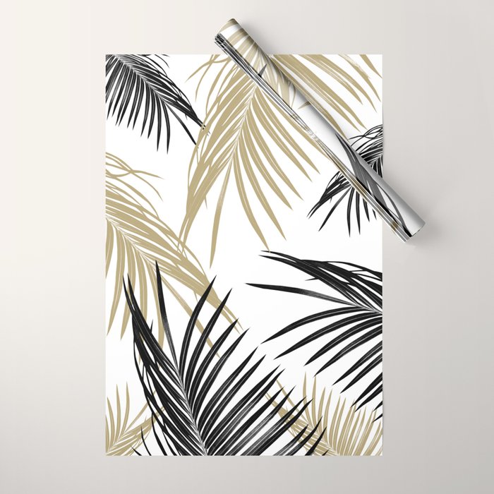 Gold Black Palm Leaves Dream #1 #tropical #decor #art #society6 Wrapping Paper Gallery Image 1