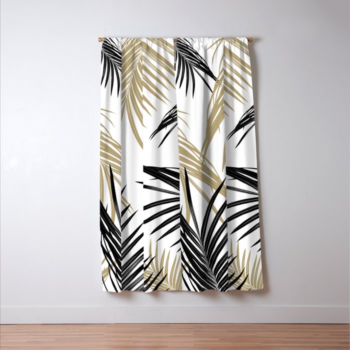 Gold Black Palm Leaves Dream #1 #tropical #decor #art #society6 Window Curtain Gallery Image 3