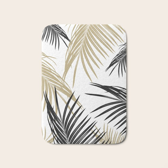 Gold Black Palm Leaves Dream #1 #tropical #decor #art #society6 Bath Mat Gallery Image 1