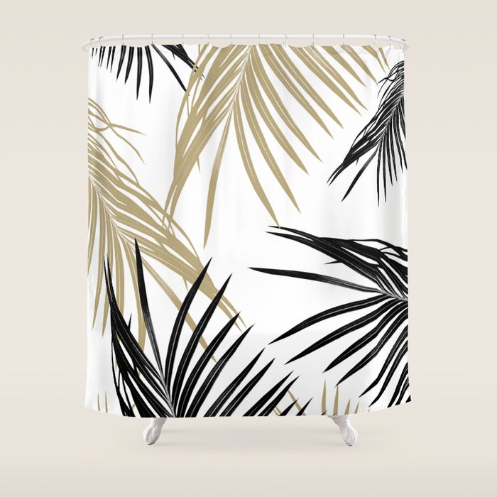 Gold Black Palm Leaves Dream #1 #tropical #decor #art #society6 Shower Curtain Gallery Image 1