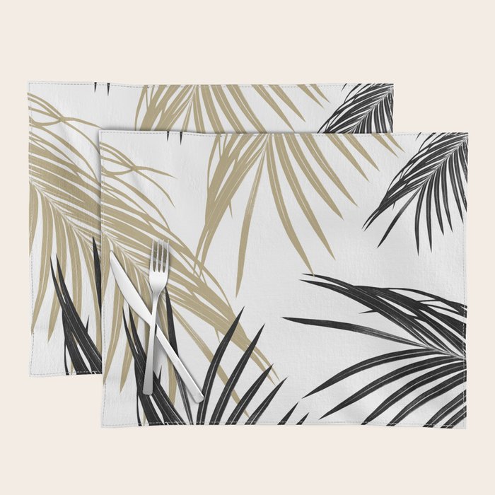 Gold Black Palm Leaves Dream #1 #tropical #decor #art #society6 Placemat Gallery Image 1