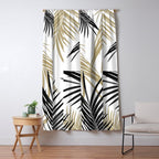 Gold Black Palm Leaves Dream #1 #tropical #decor #art #society6 Window Curtain Gallery Image 5