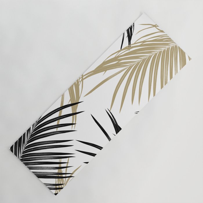 Gold Black Palm Leaves Dream #1 #tropical #decor #art #society6 Yoga Mat Gallery Image 1