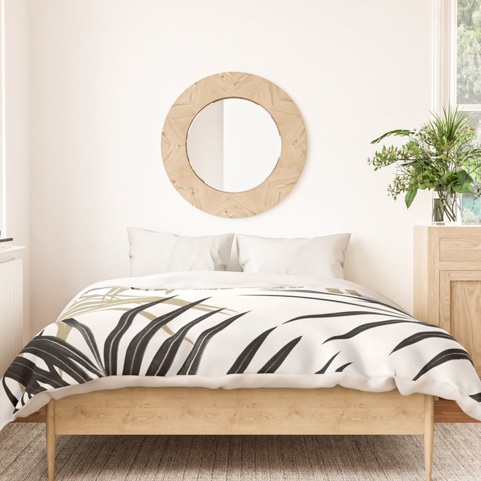 Gold Black Palm Leaves Dream #1 #tropical #decor #art #society6 Duvet Cover Gallery Image 3