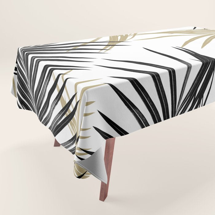 Gold Black Palm Leaves Dream #1 #tropical #decor #art #society6 Tablecloth Gallery Image 1