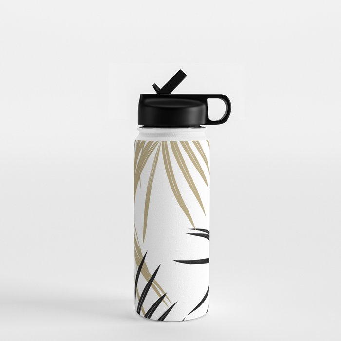 Gold Black Palm Leaves Dream #1 #tropical #decor #art #society6 Water Bottle Gallery Image 1