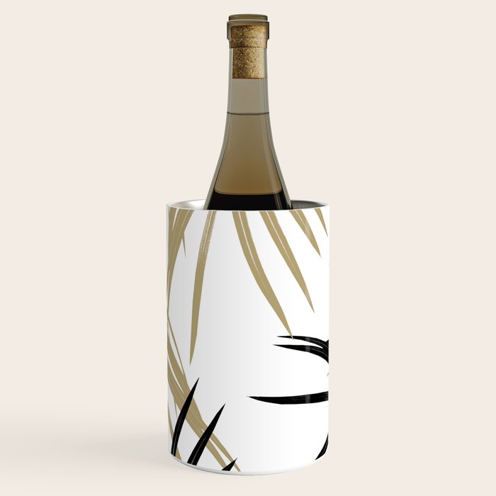 Gold Black Palm Leaves Dream #1 #tropical #decor #art #society6 Wine Chiller Gallery Image 1