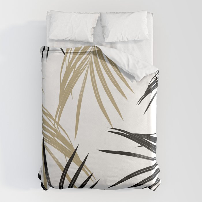 Gold Black Palm Leaves Dream #1 #tropical #decor #art #society6 Duvet Cover Gallery Image 1