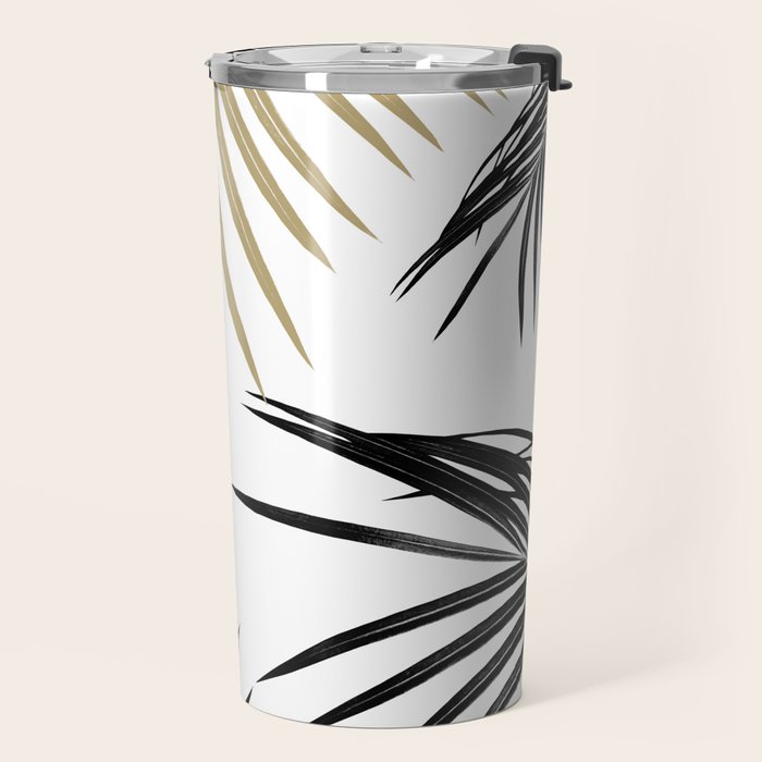 Gold Black Palm Leaves Dream #1 #tropical #decor #art #society6 Travel Mug Gallery Image 2
